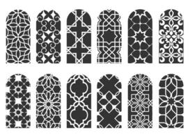 Arabian arc windows, shapes with islamic patterns vector