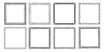 Hand drawn doodle linear frames vector