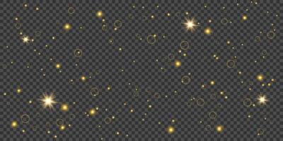 Gold glowing light effect with many golden particles vector