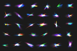 Crystal rainbow flares,rainbow flares reflection lights with overlay effect vector