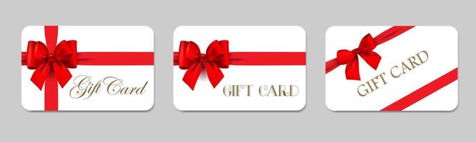 Gift card design template with red bow and ribbon vector