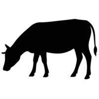 Black Silhouette of Grazing Cow, Simple Side View vector