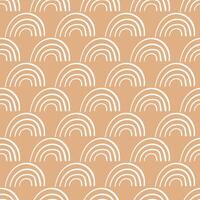 A seamless pattern of white rainbows on a rich brown background vector