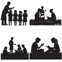 The Silhouette of a Study Session vector