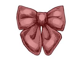 Hand-drawn vintage sketch of a decorative bow with ribbons vector