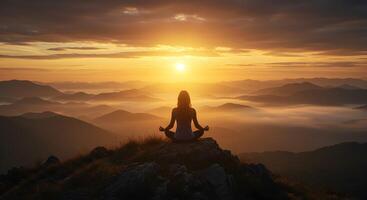 Mindful Escape, Embracing Stillness and Nature from a Mountain Top photo