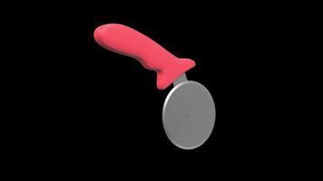 Pizza Cutter Rotating on a Transparent Background. Seamless Loop. 4K video