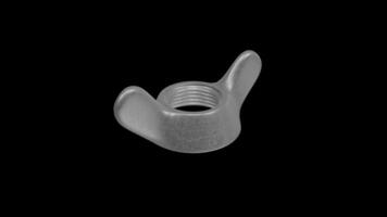 Wingnut Rotating on a Transparent Background. Seamless Loop. Butterfly Nut. 4K video