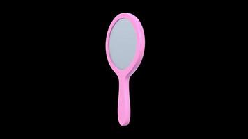 Hand Mirror Rotating on a Transparent Background. Seamless Loop. 4K video