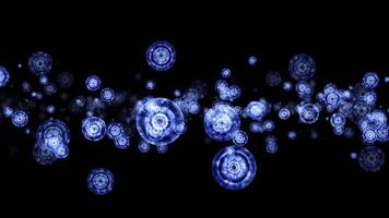 Loop blue circle particles animation motion on black abstract Background video