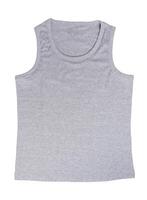 studio shot of simple grey sleeveless t-shirt showing its simple design and neutral color suitable for everyday wear or as underwear, isolated on clean white background, photo