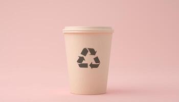 Disposable paper cup for recycle package for drink on pink background photo
