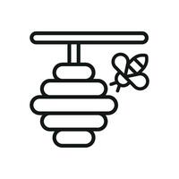 Flat design bee and hive icon features a clean, modern, and versatile style for digital use. vector