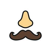Twisted mustache icon represents mischievous characters, villainous humor, and playful deception. vector