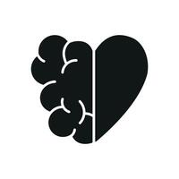 Minimalist brain-heart icon features a clean, modern design for wellness themes. vector