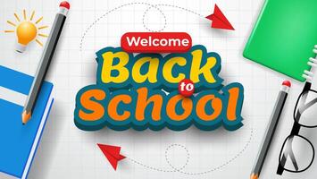 Welcome back to school design with pencils books and paper airplanes. vector