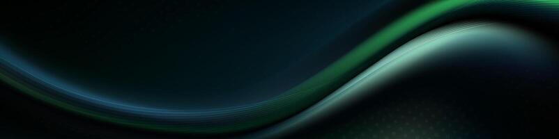 Abstract dark background with a flowing emerald green wave vector