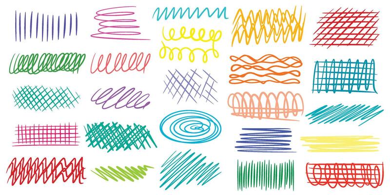 Colored chalk hatching big set