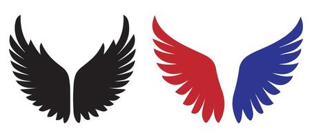 two wings with red and blue colors vector
