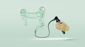 Colonoscopy to find the cause of disease isolated on green background. check digestive, intestine health concept, 3d illustration render video