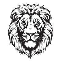Lion. Sketchy, graphical, black and white portrait of a lion head on a white background. vector