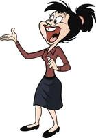 Ma'am explaining a lesson in a cartoon style. vector