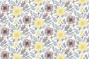 seamless nature-inspired floral outline pattern with roses and leaves for versatile textile applications vector