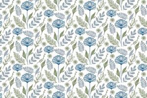 abstract single line rose and leaf pattern for seamless wallpaper designs and repeat print textiles vector