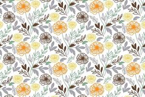 hand drawn floral seamless pattern with outline leaves and flowers for sophisticated wrapping and pillow fabric vector