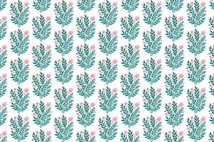 hand drawn seamless flower pattern with field plant textures and repeating botanical leaf bunches vector