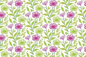 nature inspired single line floral pattern with rose and cotton flowers for soft fabric prints and bedding sets vector