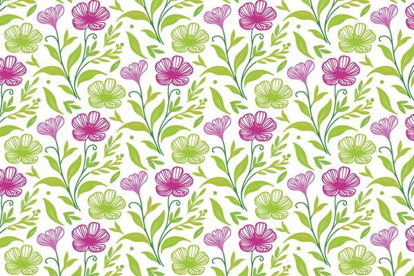 nature inspired single line floral pattern with rose and cotton flowers for soft fabric prints and bedding sets