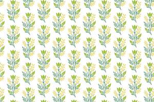 field flower and plant bunch pattern in seamless tile design with decorative leaf drawings for eco wrapping applications vector