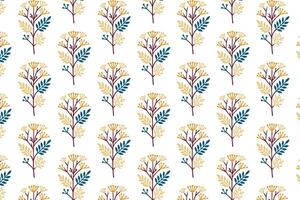 seamless design with floral bunch motifs, ornamental foliage, and stylized stems for spring card and fabric texture vector