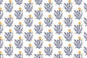 ornamental plant and floral pattern with seamless botanical tile layout for textile print and eco-friendly wrapping paper vector