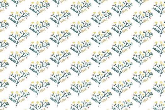 seamless floral pattern with blooming garden stems and ornate botanical leaves in a repeating surface design for textile and wrapping vector