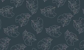 Hand drawn Plants Seamless Pattern. Sketch of leaves. Vitage backgroun vector