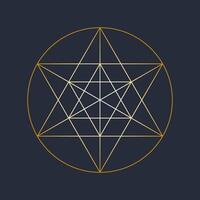 Merkaba emblem. Golden line symbol. Sacred geometry vector
