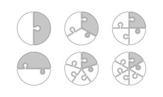 Set of Line Puzzle Peaces in circle. Infographic pie, business strategy or marketing presentation vector