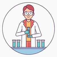Scientist Heating Test Tube Over Bunsen Burner Lab Experiment Scene vector