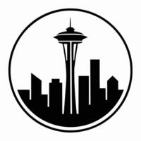 Black Outline Silhouette of Seattle Architecture vector