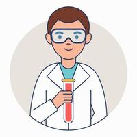 Chemist Performing Experiment with Test Tube and Bunsen Burner vector