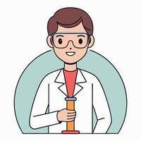Scientist Working in Lab Heating Chemicals with Bunsen Burner vector