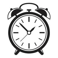 Black Icon of Vintage Alarm Clock for Print or Web vector
