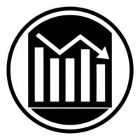 Black Silhouette Loss Graph Economic Crash Symbol vector