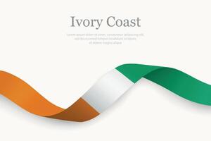Ivory Coast flag on ribbon vector