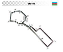 Baku circuit for motorsport and autosport vector