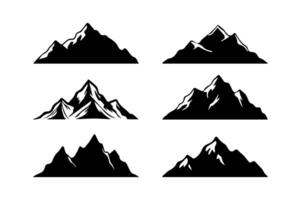 Black and white mountain range set. vector