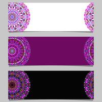 Horizontal geometrical colorful flower mandala banner background set vector