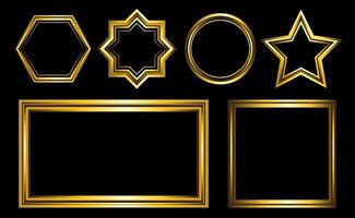 set of golden frame black background vector